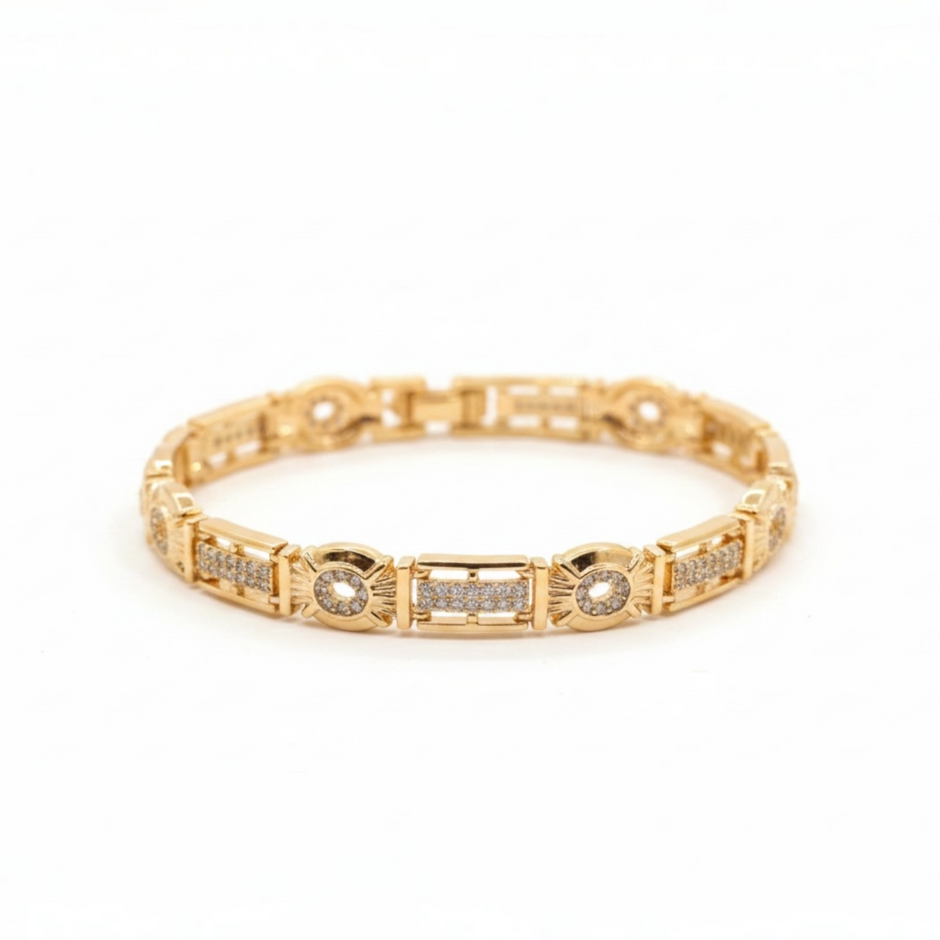 Bracelet Géométrique Scintillant – Rose Gold