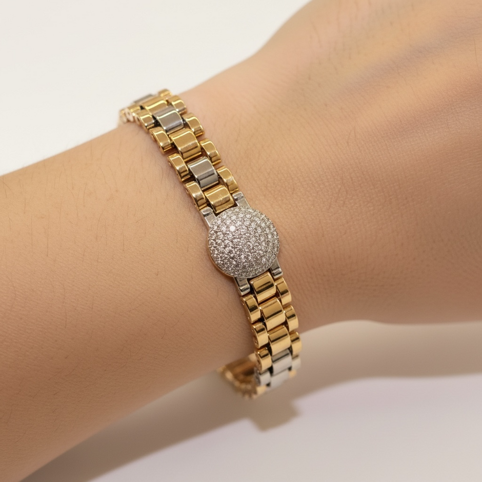 Bracelet Maille Montre Bicolore
