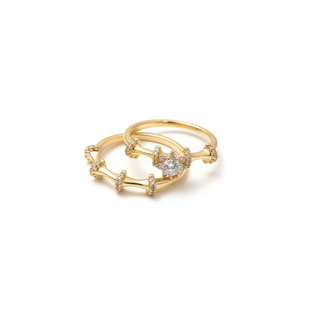 Bague de Mariage Dorée avec Pierres Scintillantes