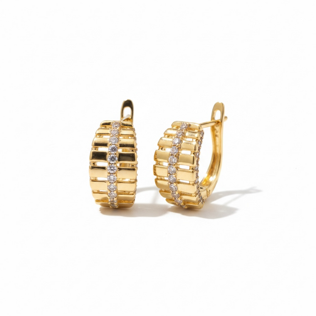 Boucles d’Oreilles Dorées Élégantes avec Pierres Scintillantes