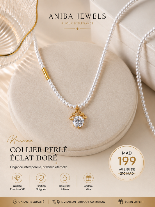 Collier Perlé Éclat Doré – Qualité Premium XP