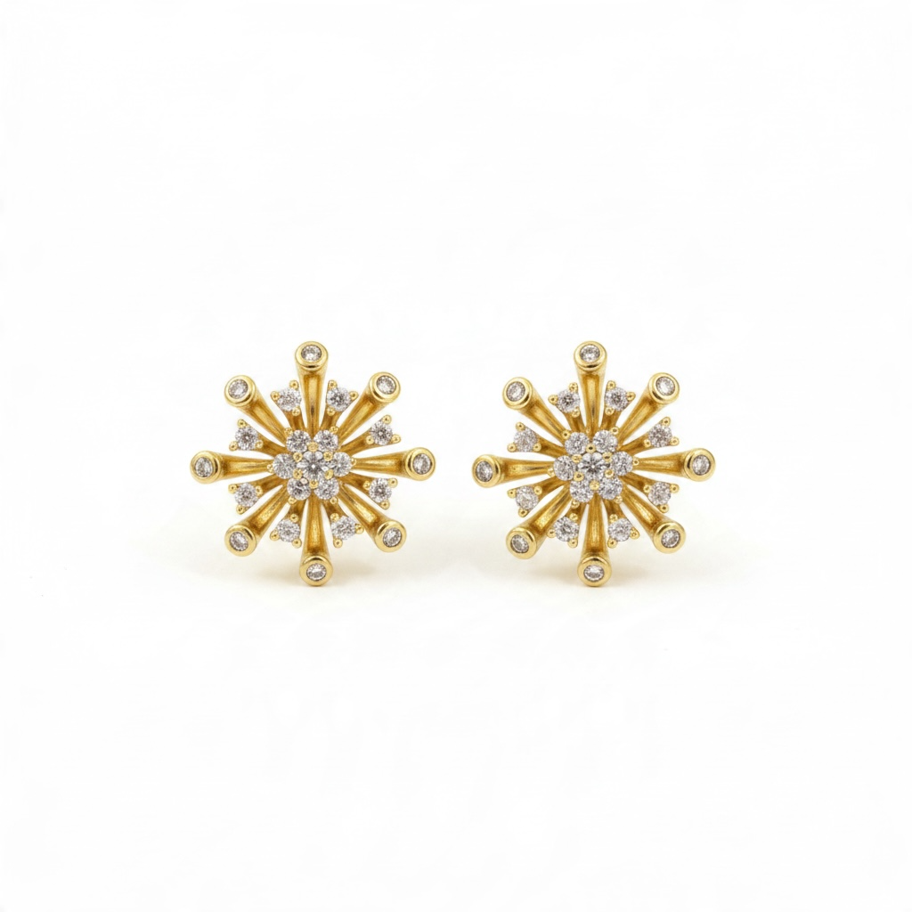 Boucles d’Oreilles Soleil Dorées avec Strass