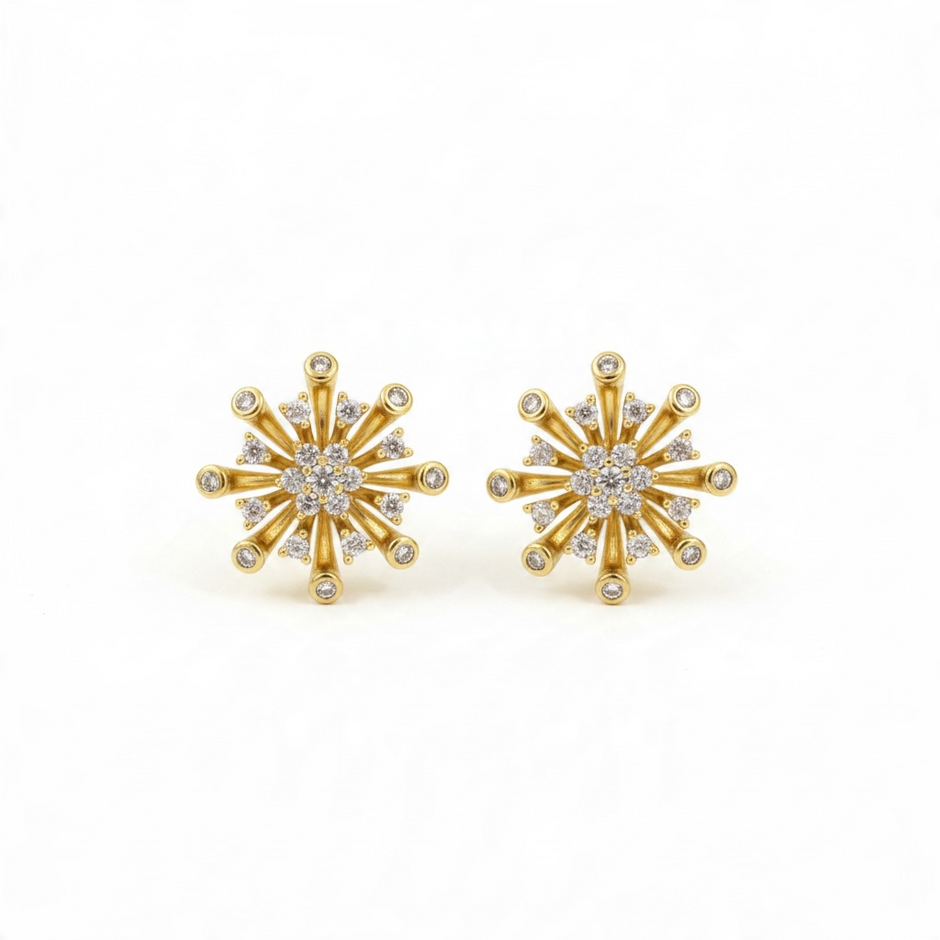 Boucles d’Oreilles Soleil Dorées avec Strass