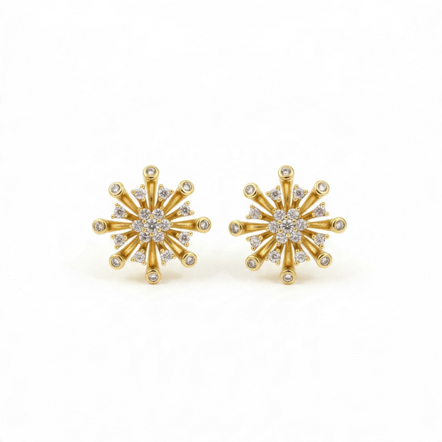 Boucles d’Oreilles Soleil Dorées avec Strass