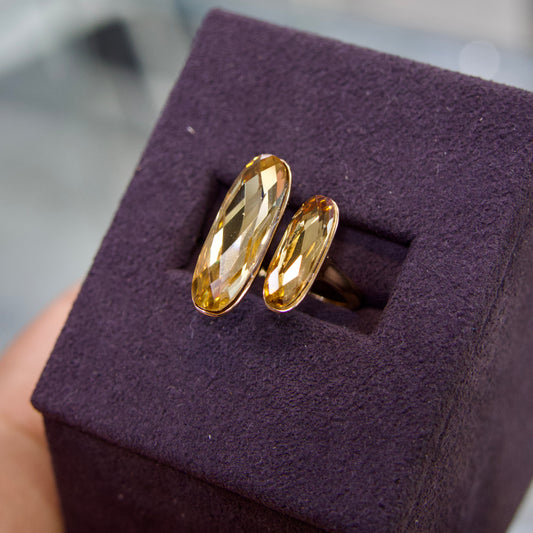 Bague Duo Cristal Champagne – Élégance Intemporelle
