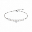 Bracelet Perles Nacrées Argenté avec Pendentif Strass ✨