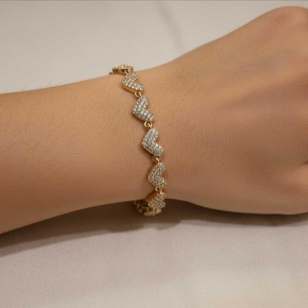 Gourmette Cœur Rose Gold et Argenté