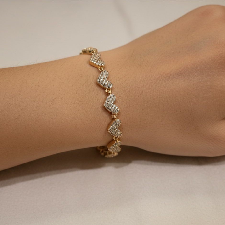 Gourmette Cœur Rose Gold et Argenté