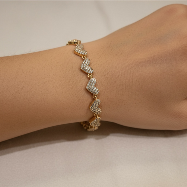 Gourmette Cœur Rose Gold et Argenté