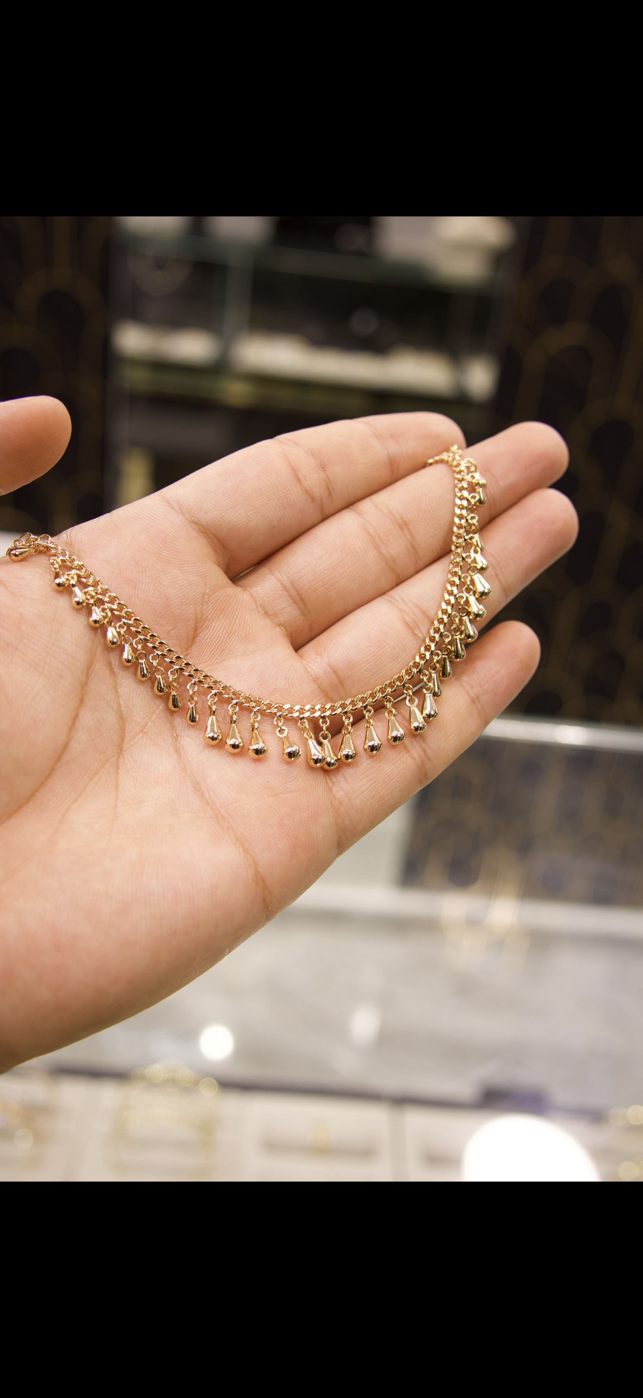 Parure Dorée Femme – Collier et Bracelet Pendants Gouttes