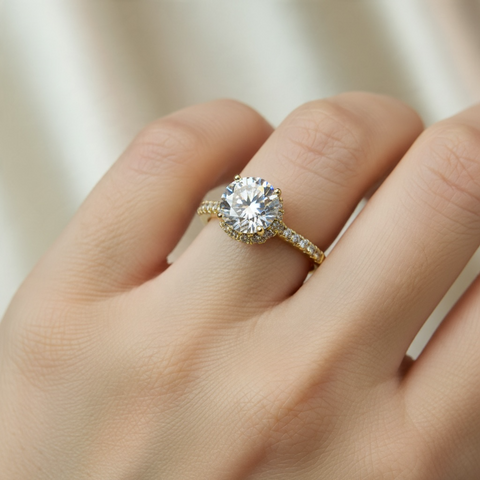 Bague Halo en Zircon Premium – Finition Dorée