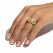 Bague Dorée à Multi-Rangs et Zircons Étincelants