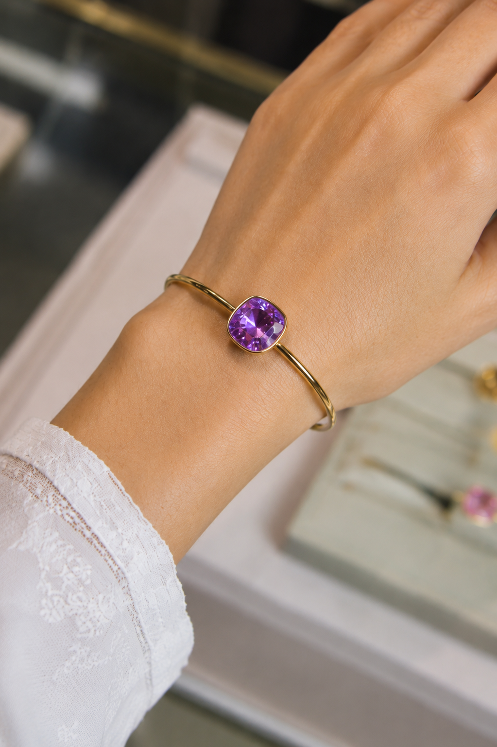 Bracelet Jonc Cristal – Rose Gold (4 coloris)