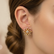 Boucles d’Oreilles Soleil Dorées avec Strass
