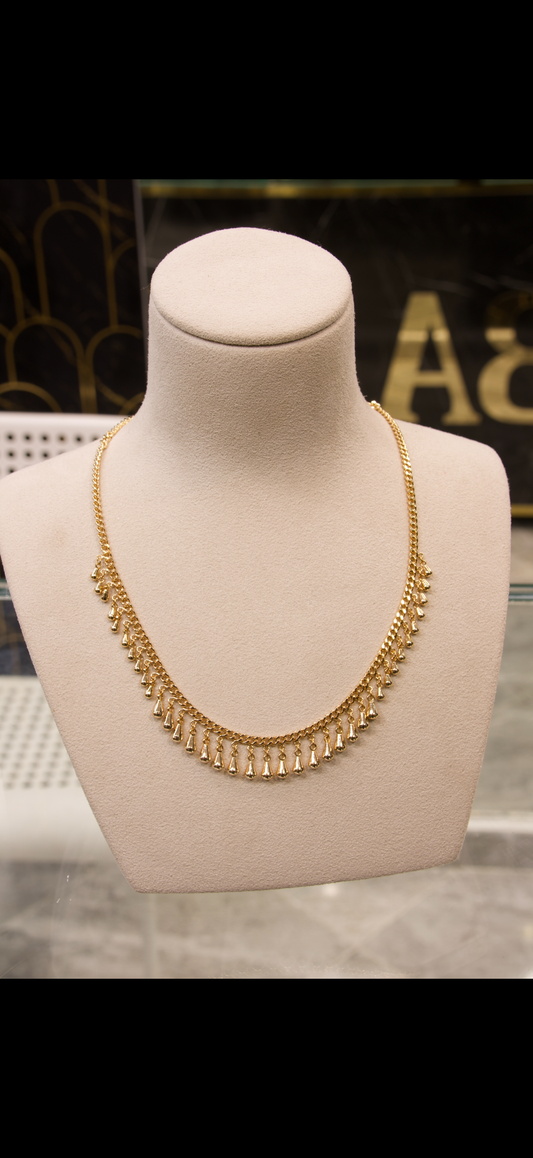 Parure Dorée Femme – Collier et Bracelet Pendants Gouttes