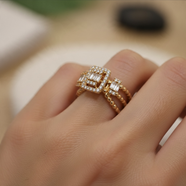 Bague Élégance Rectangulaire – Rose Gold