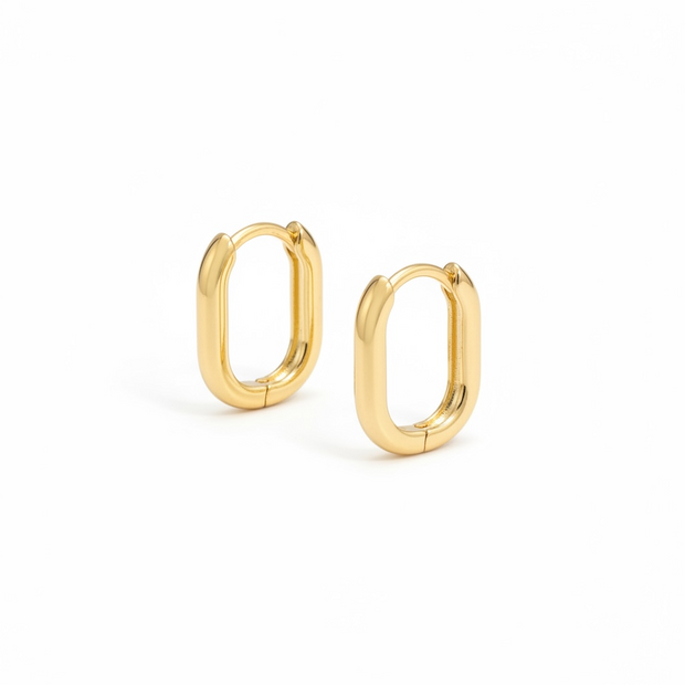Boucles d’Oreilles Dorées Ovales au Design Minimaliste