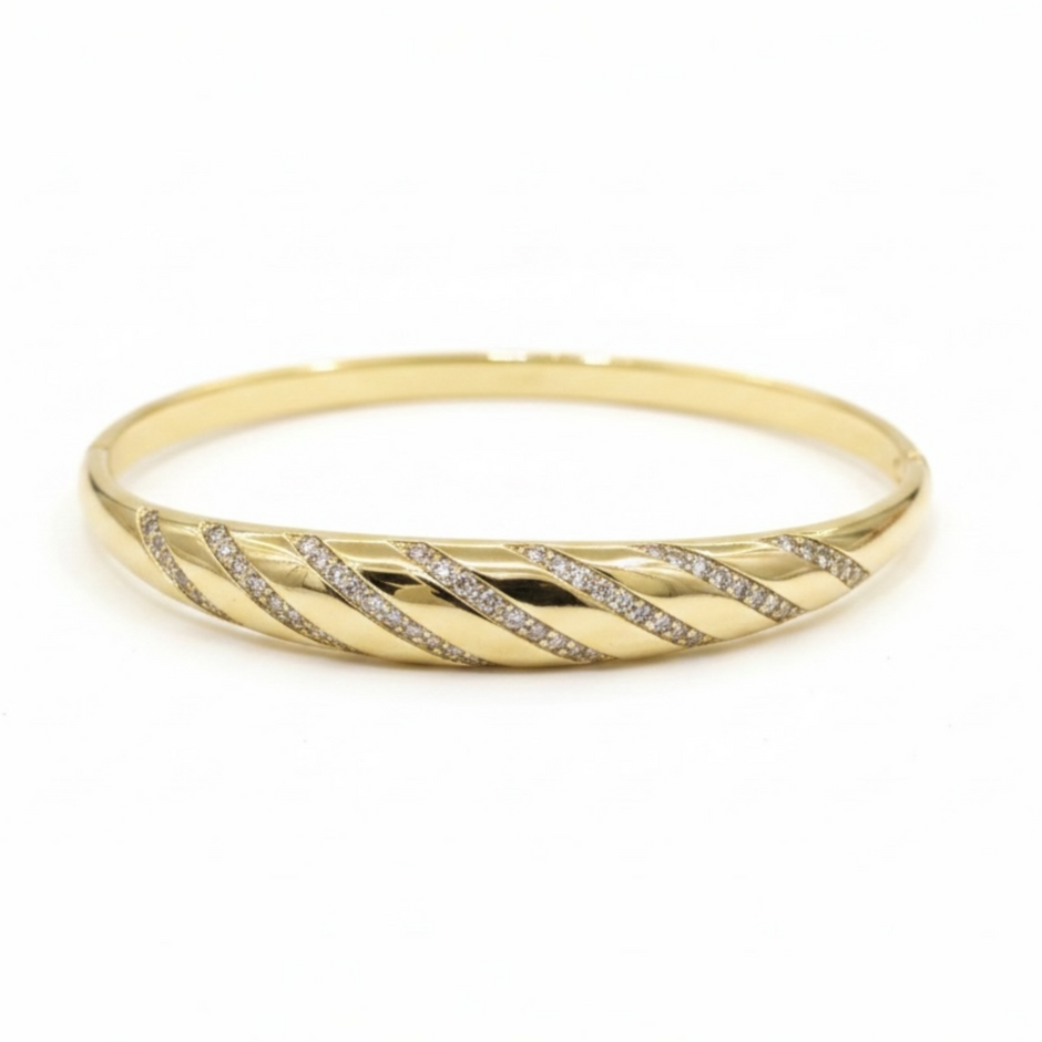 Bracelet Éclat Doré – Design Torsadé & Pierres Brillantes