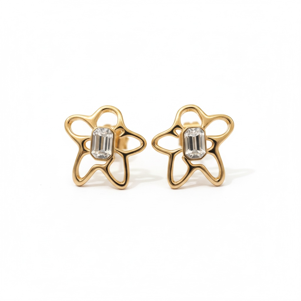 Boucles d’Oreilles Rose Gold Fleur – 3 Couleurs au Choix