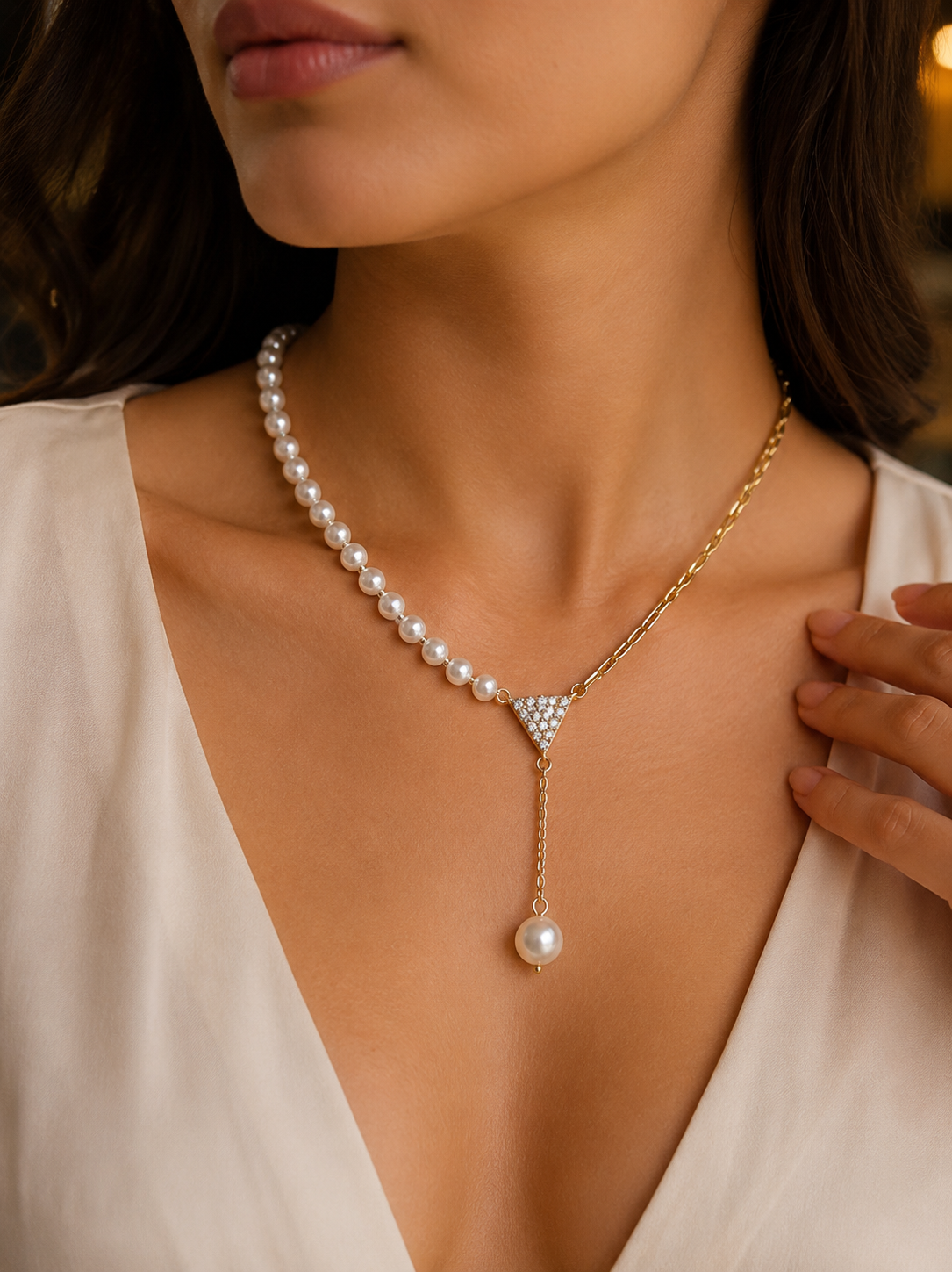Collier Perle Élégance Asymétrique