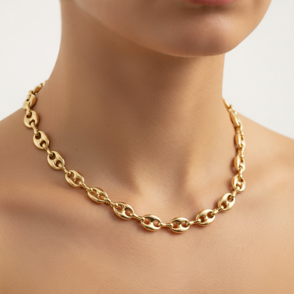 Collier Grain de Café Doré