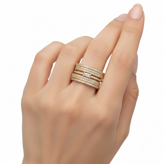 Bague Dorée Luxe Multi-Rangs