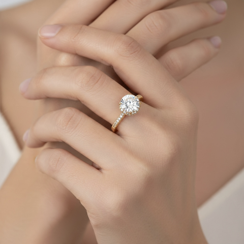 Bague Halo en Zircon Premium – Finition Dorée
