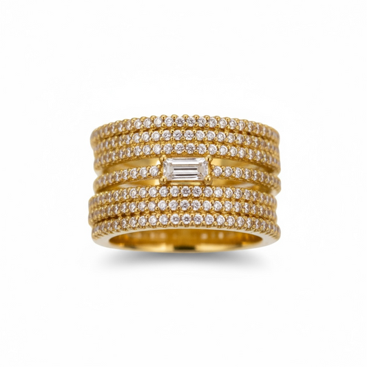 Bague Dorée Luxe Multi-Rangs