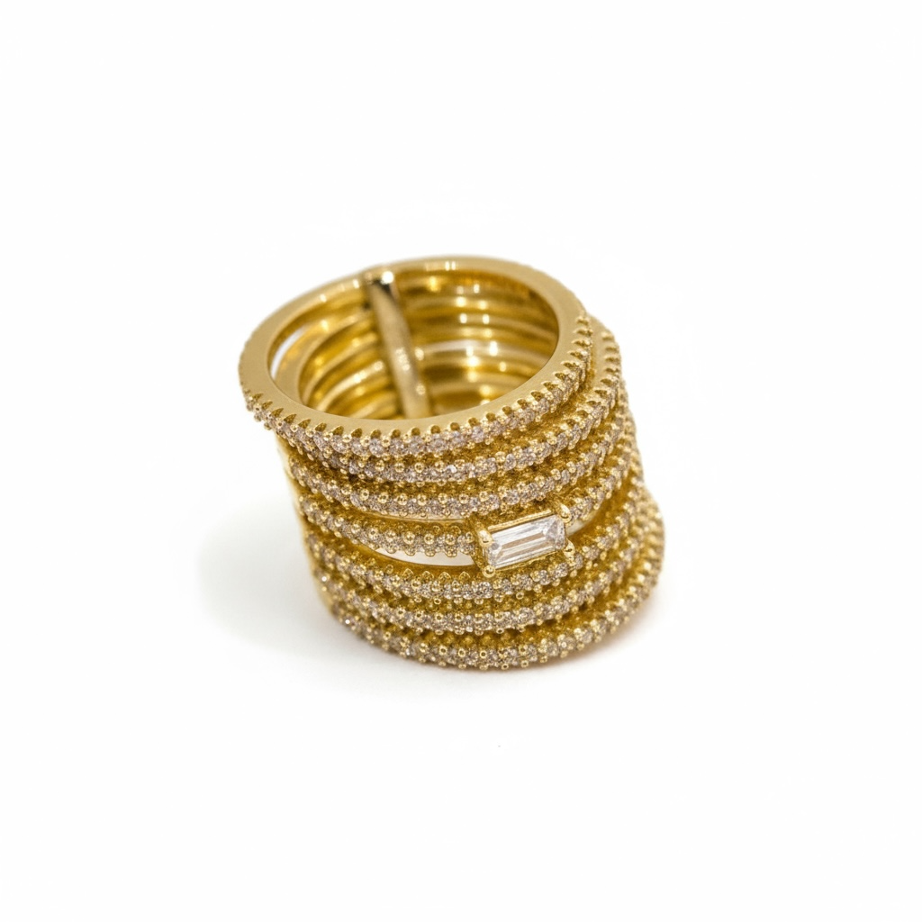 Bague Dorée Luxe Multi-Rangs