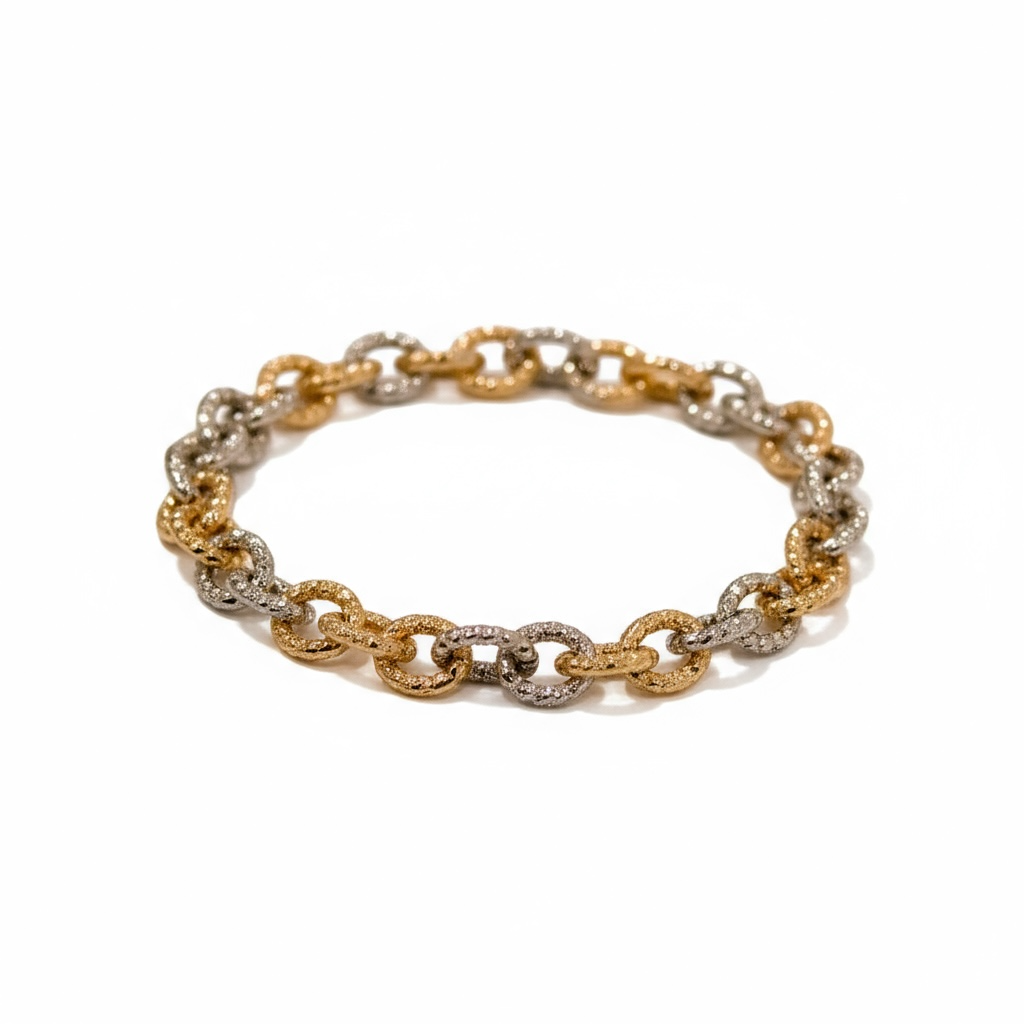 Gourmette Martelée Argenté & Rose Gold