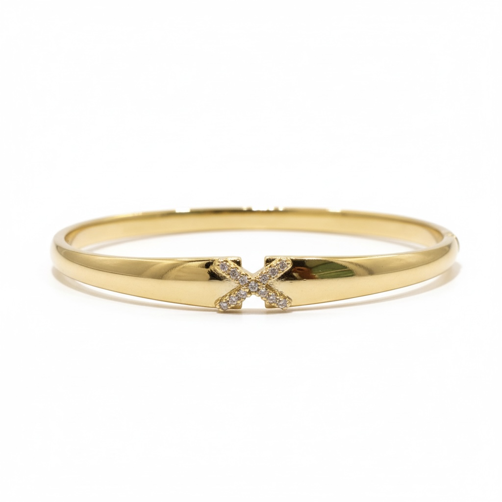 Bracelet jonc doré nœud scintillant