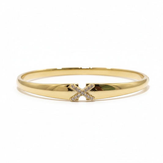 Bracelet jonc doré nœud scintillant