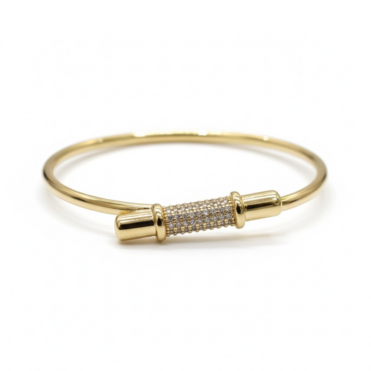Bracelet jonc doré barre scintillante