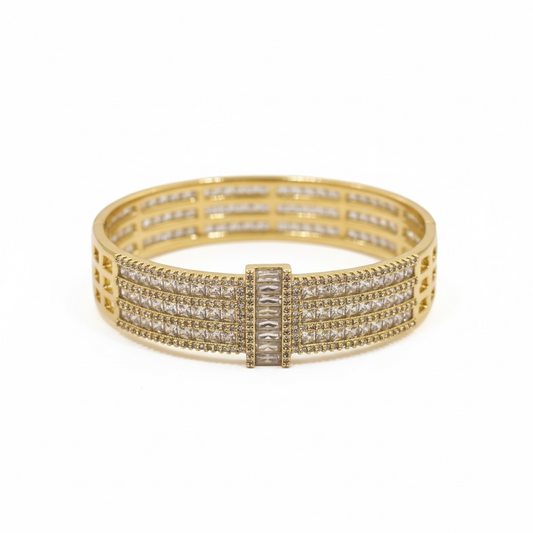 Bracelet manchette doré prestige zircon
