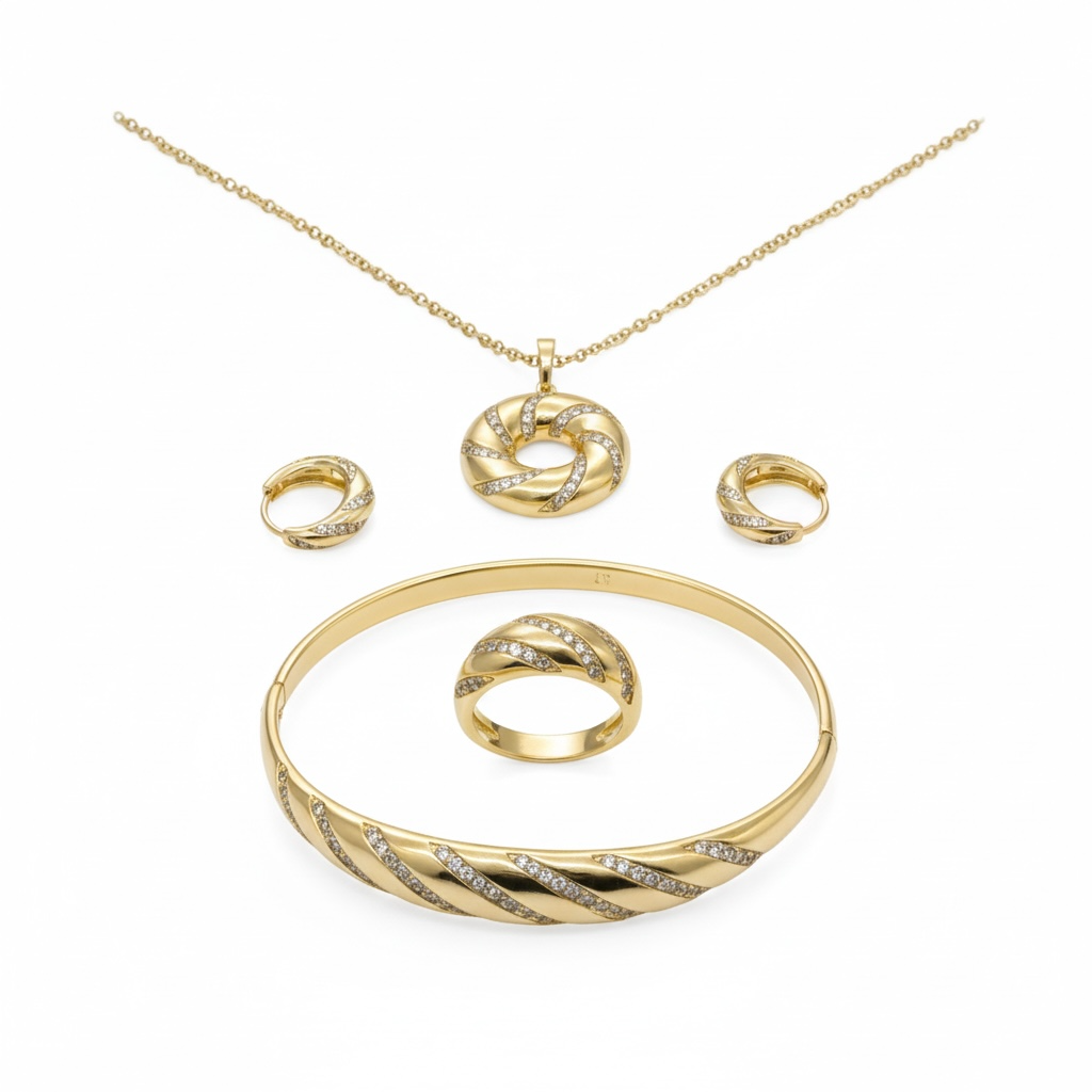 Parure Élégance Dorée Spiralée