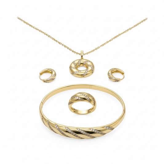 Parure Élégance Dorée Spiralée