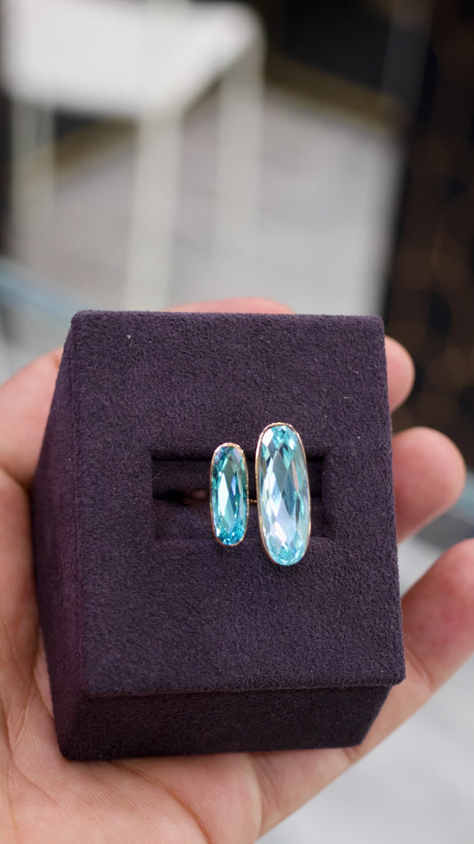Bague Duo Cristal Bleu – Élégance Contemporaine