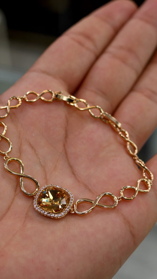 Bracelet Infini Cristal Champagne – Rose Gold