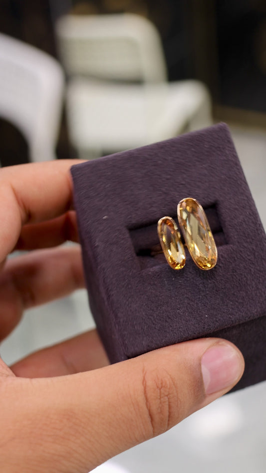 Bague Duo Cristal Champagne – Élégance Intemporelle
